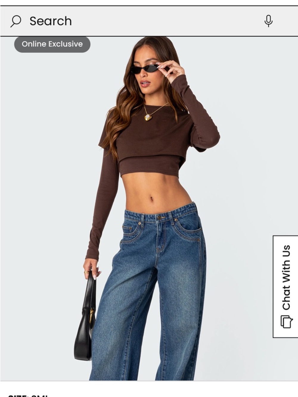 Edikted Brown Long Sleeve Cropped Top